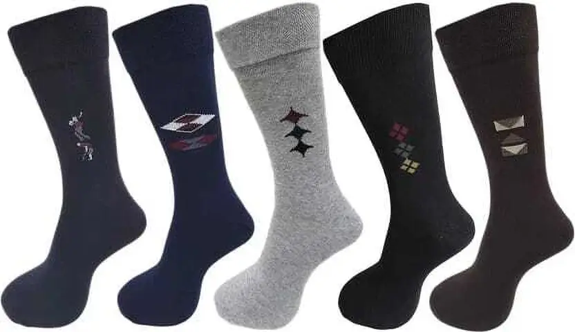 Garun Socks® Men’s Premium Cotton Crew/ mid Calf Length Designer Pattern Socks (Pack of 5)