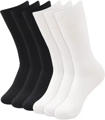 [PROD-00004] Garun Socks® Premium Cotton Solid Socks – Black & White Formal Office Wear Combo (Pack of 6)