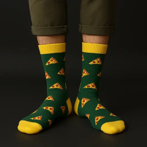[PROD-00036] Garun Socks® Premium Pizza Print Socks — GenZ Designer Edition (Crew Length)