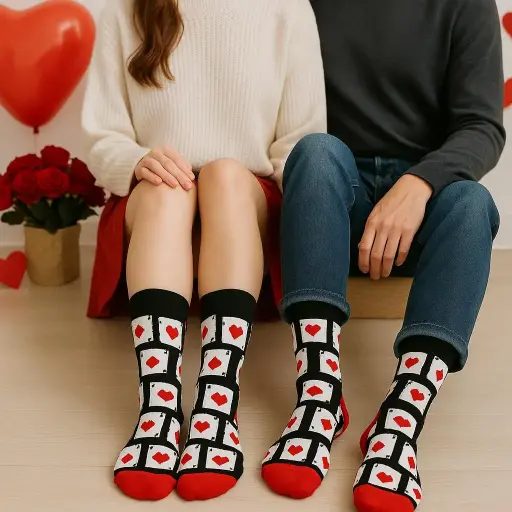 [PROD-00033] Garun Socks® Premium Cotton Valentine Theme Socks – Crew-Length Designer Love Socks (Pack of 3)